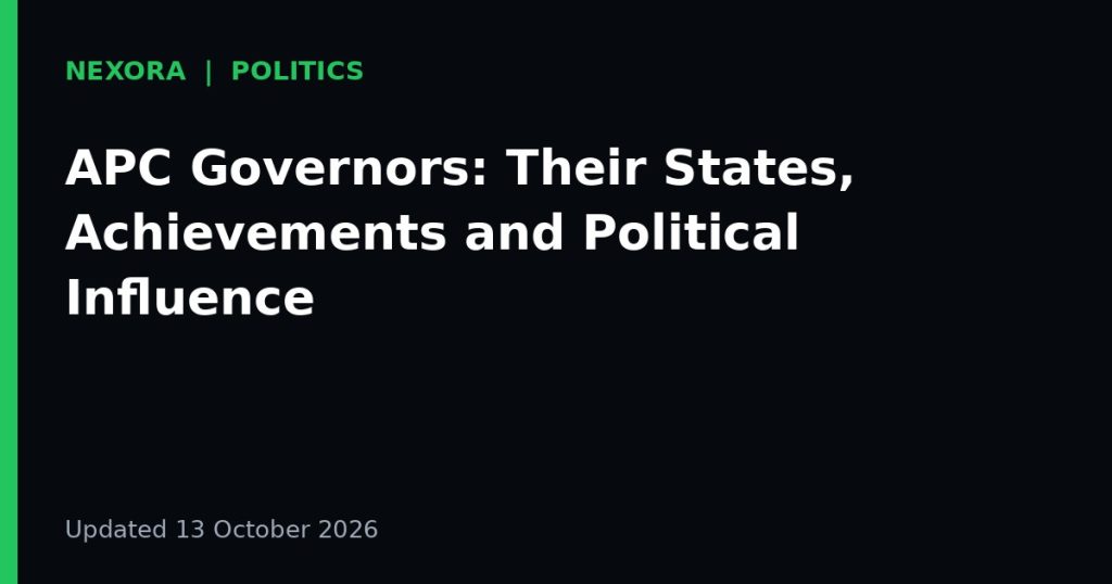 Cover graphic for the article: APC Governors: Their States, Achievements and Political Influence