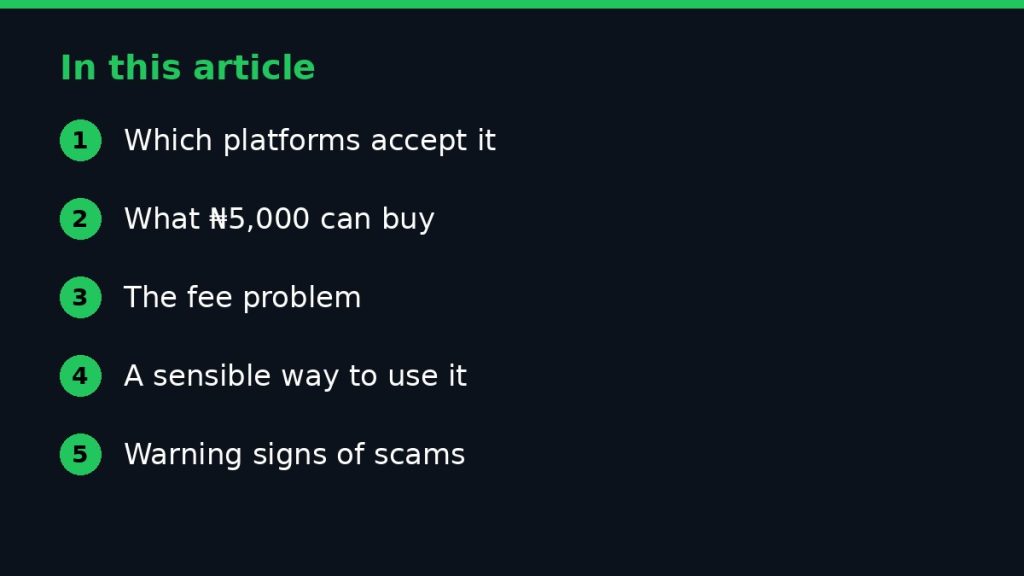 Summary graphic listing the main sections of: Can You Invest in Stocks With ₦5,000 in Nigeria?