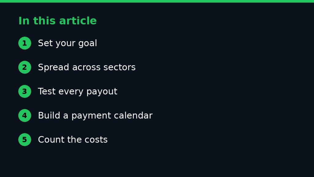 Summary graphic listing the main sections of: How to Build a Dividend Portfolio in Nigeria