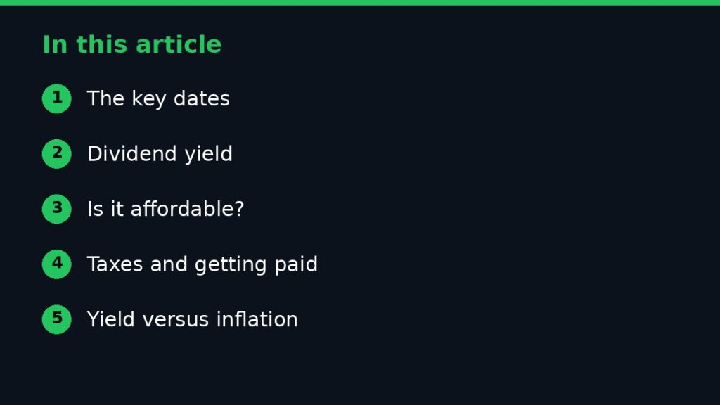 Summary graphic listing the main sections of: What Investors Should Know About Cement Company Dividends