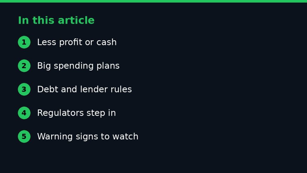 Summary graphic listing the main sections of: Why Do Some Companies Stop Paying Dividends?
